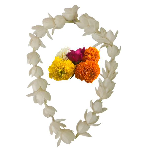 Astha (आस्था) - 1 Small Mogra mala + 20 Grams Mix flower