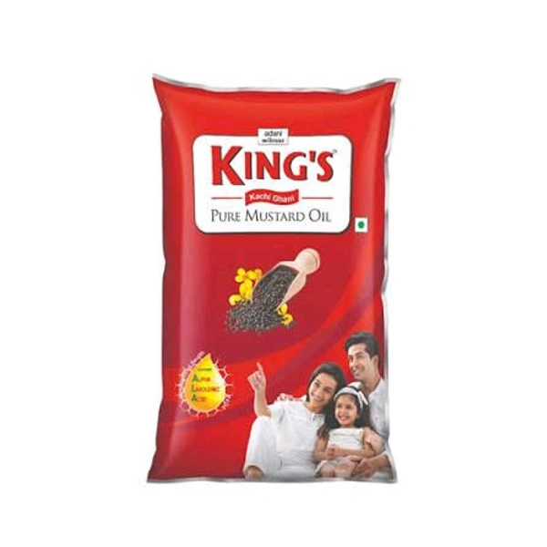 KING'S Kachi Ghani Pure Mustard Oil__1 Ltr Pouch 