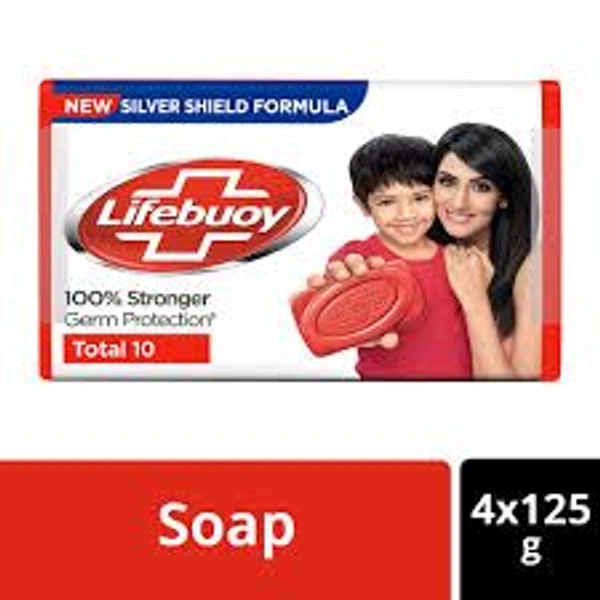 Lifebuoy 100% Stronger Germ Protection Soap, Combo Pack Of 4 ( Buy 3 Get 1 Free) , each 125gm