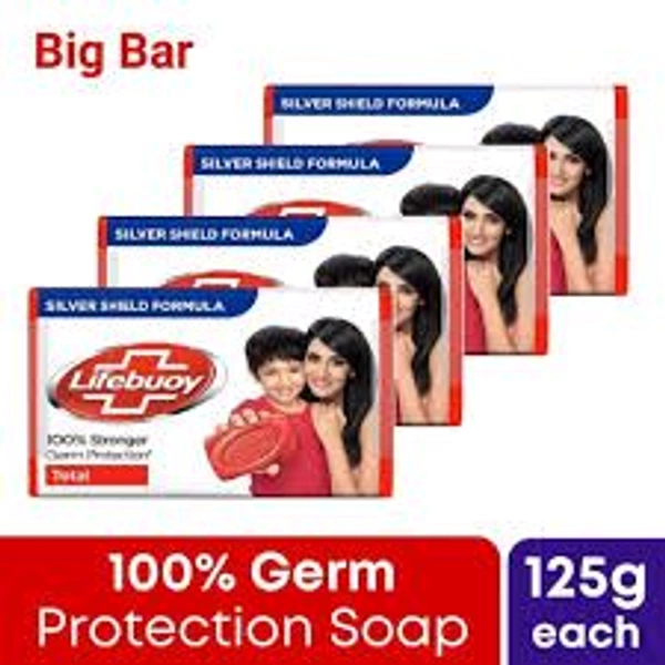Lifebuoy 100% Stronger Germ Protection Soap, Combo Pack Of 4 ( Buy 3 Get 1 Free) , each 125gm