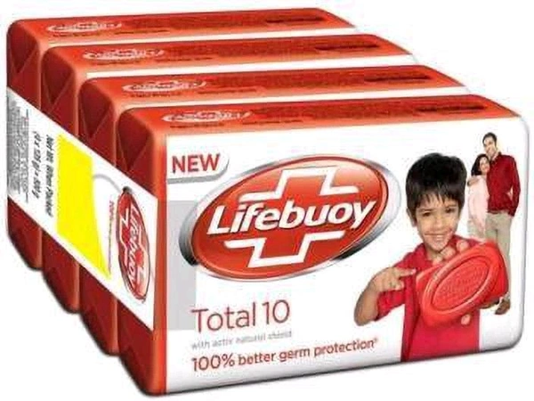 Lifebuoy 100% Stronger Germ Protection Soap, Combo Pack Of 4 ( Buy 3 Get 1 Free) , each 125gm