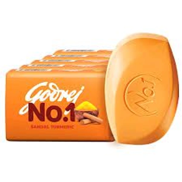 Godrej No.1 Sandal Turmeric Soap, Combo Pack Of 5 (Buy 4 Get 1Free) , each 100gm