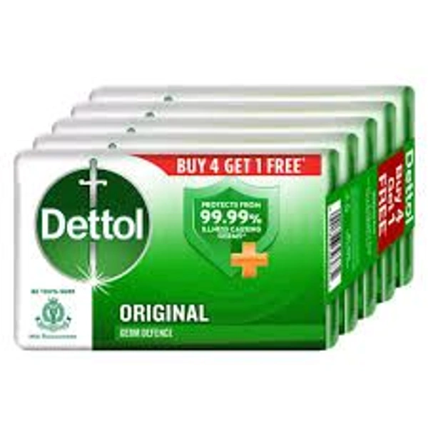 Dettol Original Germ Defence Soap, Combo Pack Of 5 (Buy 4 Get 1 Free) , each 100gm