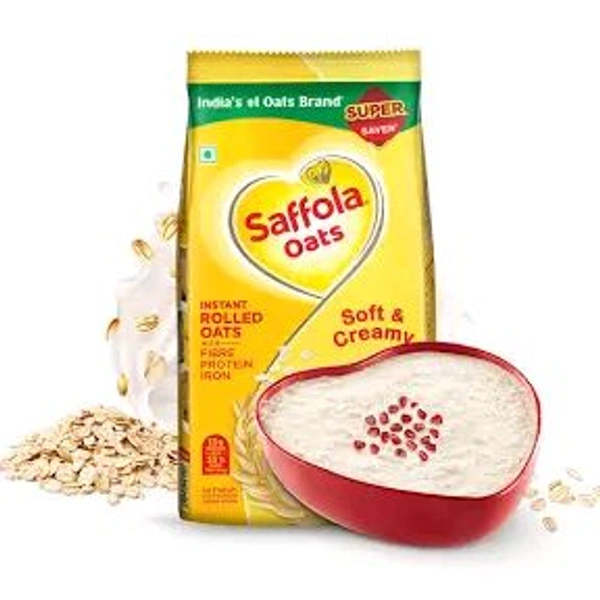 Saffola Oats | Soft & Creamy -  (500g)                 India's No 1 Oats Brand | Instant Rolled Oats With Fiber Protein Iron