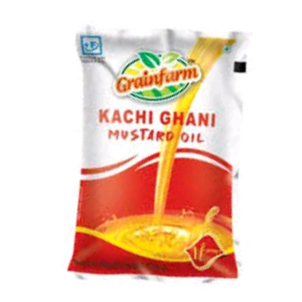 Grain Farm Kachi Ghani Mustard Oil Pouch  - ( 1 Litre )