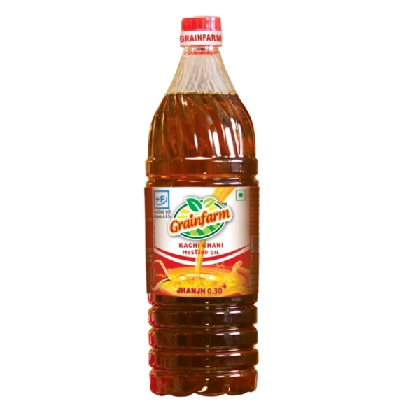 Grain Farm Kachi Ghani Mustard Oil Bottle  - ( 1 Litre )