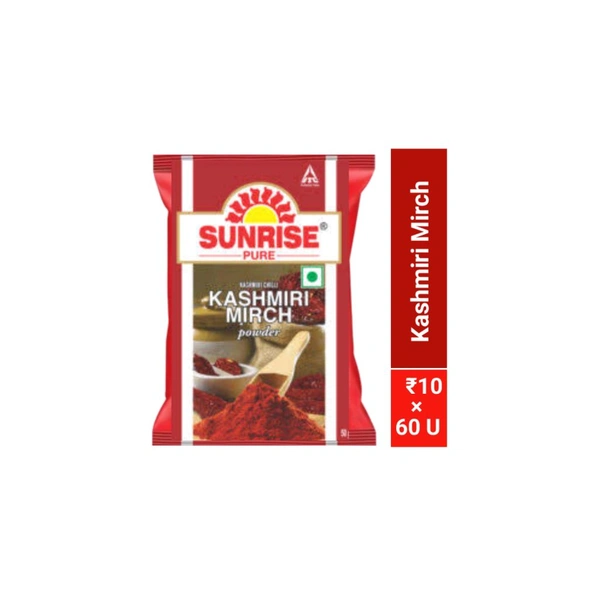 Sunrise Pure Kashmiri Mirch Powder [ Kashmiri Chilli Powder] Mrp. ₹10 - 60 Pouches