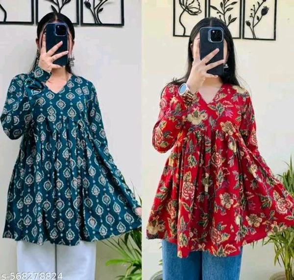 TRENDY COMBO / 2PACK SHORT KURTI COMBO Girls Trending Rayon Printed Short Kurta COMBO
Name: TRENDY COMBO / 2PACK SHORT KURTI COMBO Girls Trending Rayon Printed Short Kurta COMBO
Fabric: Cotton
Sleeve Length: Long Sleeves
Pattern: Printed
Combo of: Combo of 2
Country of Origin: India - M