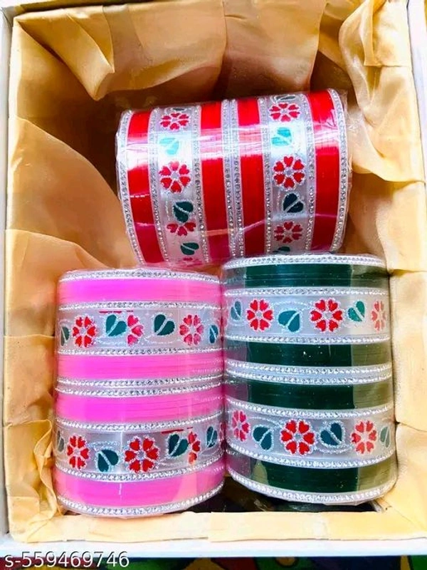 UP2DATE COLLECTION  Plastic Three different  Colour Cubic Work Chooda Set For Women And Girls ( Pack OF Both Hand
Country of Origin: India