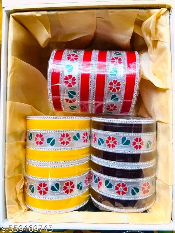 UP2DATE COLLECTION  Plastic Three different  Colour Cubic Work Chooda Set For Women And Girls ( Pack OF Both Hand
Country of Origin: India