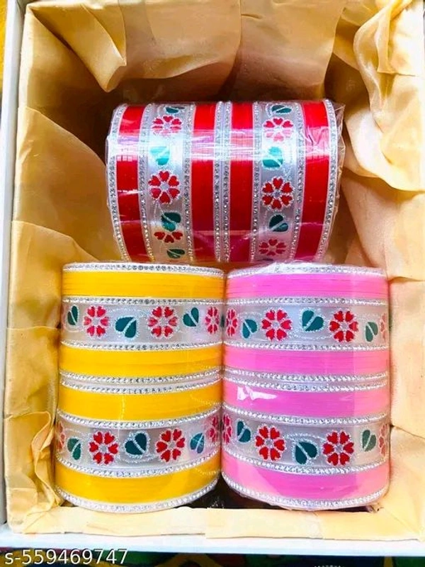 UP2DATE COLLECTION  Plastic Three different  Colour Cubic Work Chooda Set For Women And Girls ( Pack OF Both Hand
Country of Origin: India