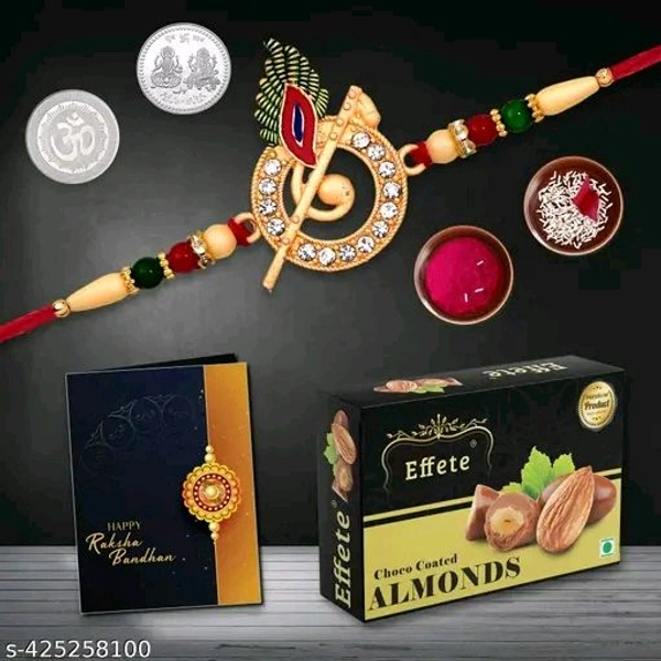Rakhi Combo for Brother with Chocolate Almond(32-GM),Rakhi with Gift|Rakhi Gift set | Designer Rakhi | Rakhi for Brother/Sister |
Country of Origin: India