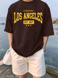 Oversized Half Sleeve Cottonblend Tshirt for Man's, Round Neck Longline Printed Drop Shoulder Baggie T-Shirt for Man's - S
