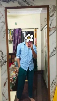 men's light blue and white striped casual shirt. - Viking, L