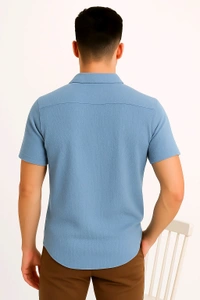 Men's Texture Popcorn Shirt - Cyan Aqua, XL