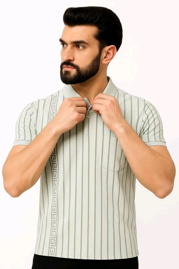 Urban Stripe Polo T-shirt - Snowy Mint, L