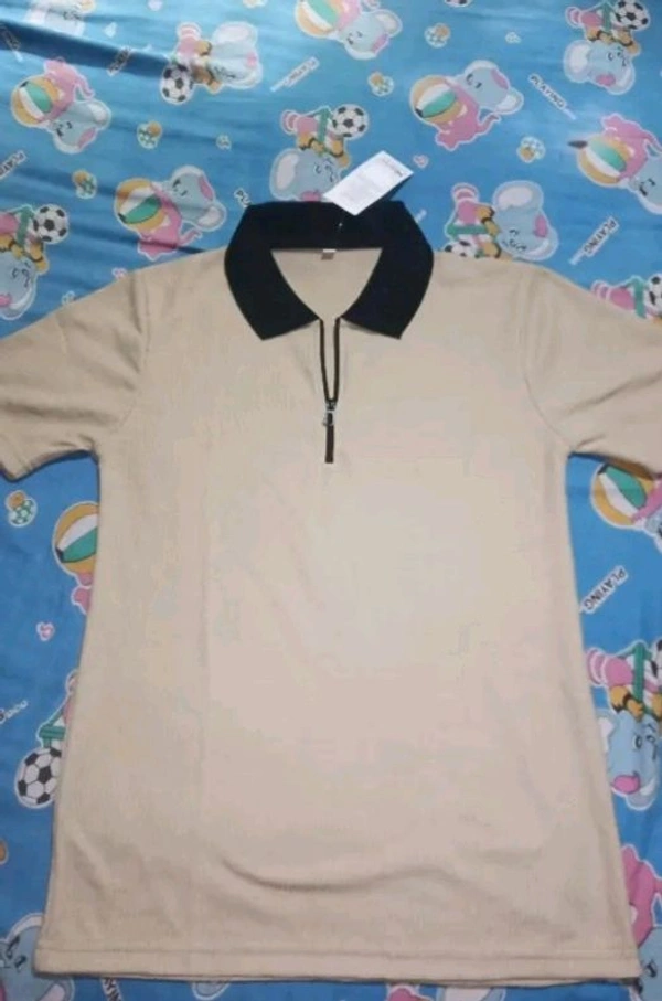 Vintage Collar Zip Tee - Web Orange, M