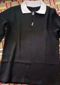 Vintage Collar Zip Tee - Black, XL