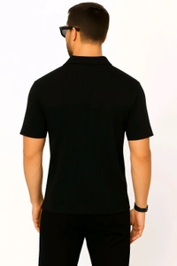 Vintage Collar Zip Tee - Black, XL