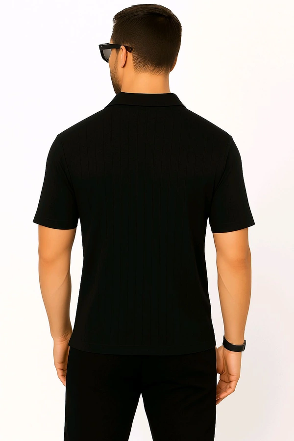 Vintage Collar Zip Tee - Black, XL