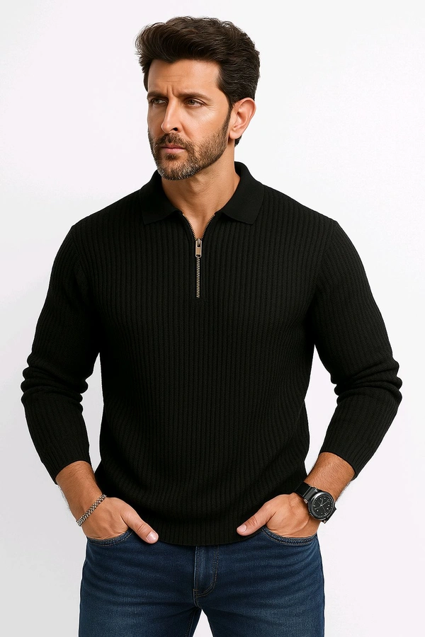 Polo Full Sleeve Shirt - Black, L