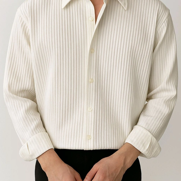 Crinkle Long Sleeve Shirt - White, S