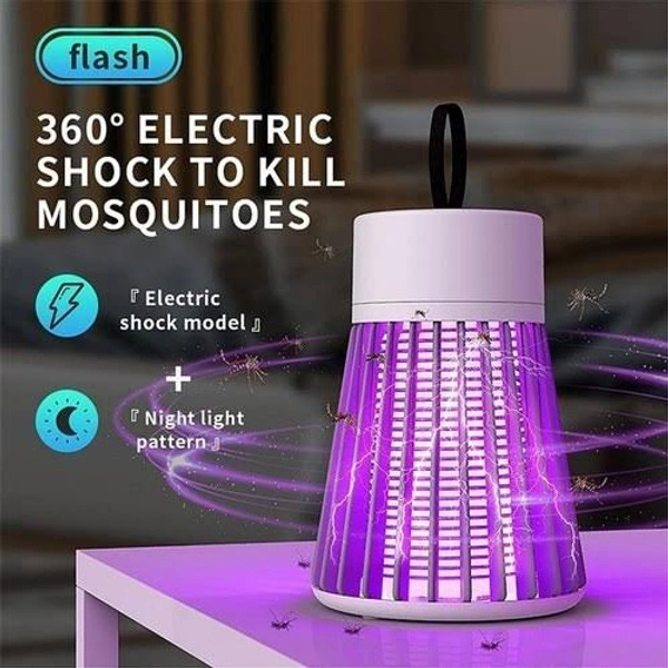 🦟 Mosquito Killer Lamp - Purple Light | 360° Surround Trap | USB Powered - White