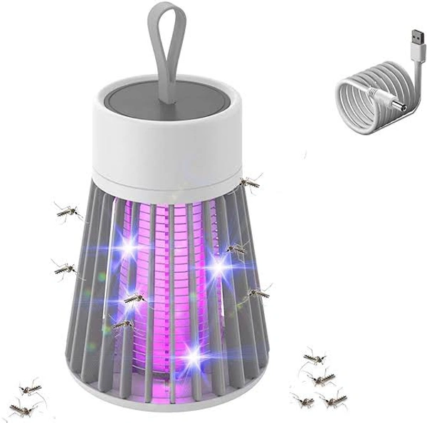 🦟 Mosquito Killer Lamp - Purple Light | 360° Surround Trap | USB Powered - White