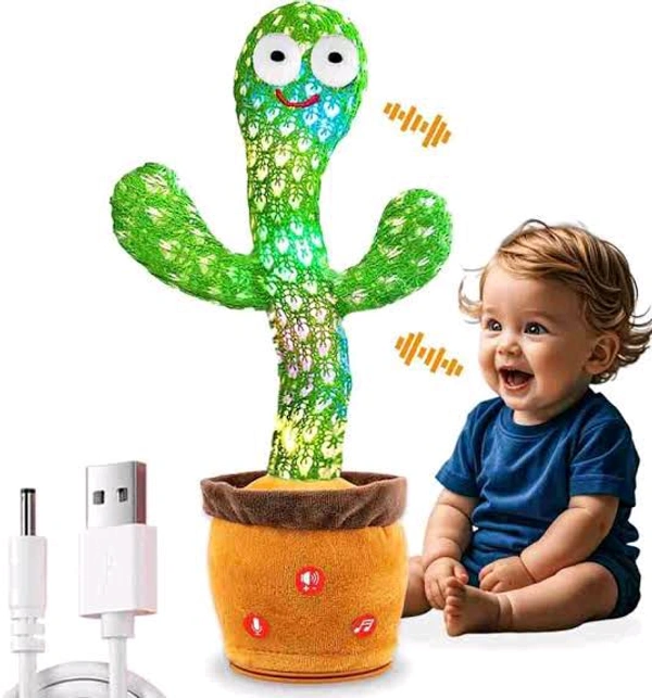 Indian Stuff Dancing Cactus Plush Toy – Interactive, Talking, and Musical Fun for Kids! - Green