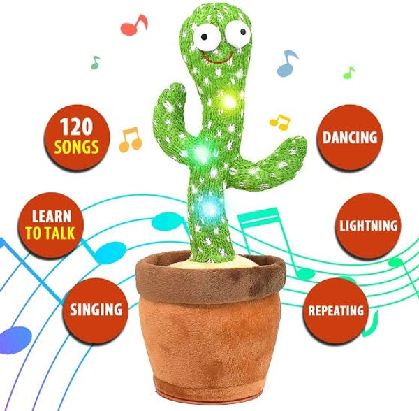 Indian Stuff Dancing Cactus Plush Toy – Interactive, Talking, and Musical Fun for Kids! - Green