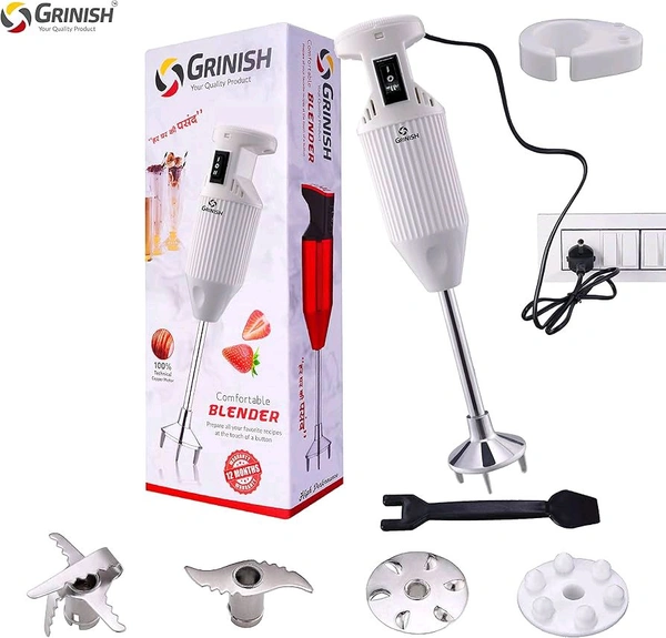 Grinish Comfortable Hand Blender – 100% Copper Motor - White
