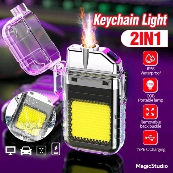 🔦 Electric Lighter With LED Torch Light Rechargeable (2-in-1)
