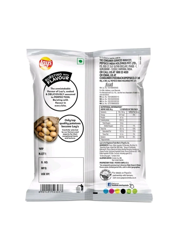 Frito-Lay. Lays American Style Cream & Onion - 30.5 gm.