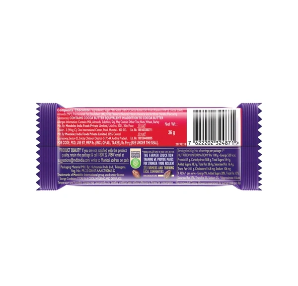 Cadbury. Dairy Milk Chocolate Fruit & Nut - 36 gm.