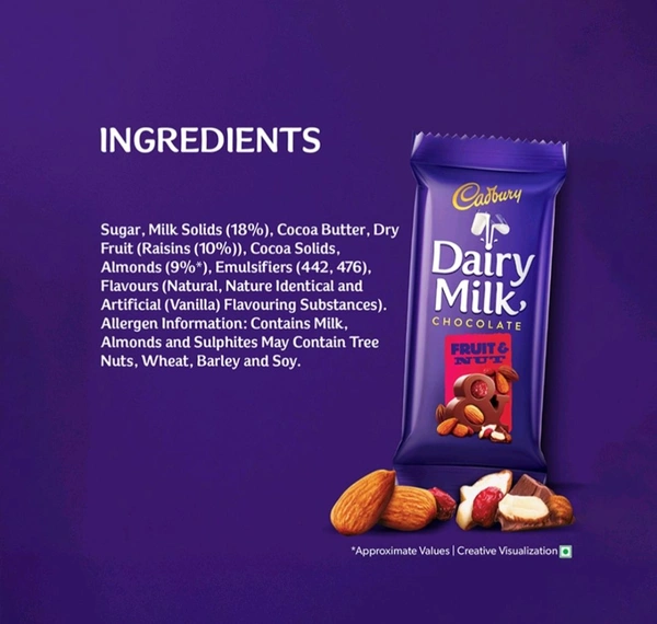 Cadbury. Dairy Milk Chocolate Fruit & Nut - 36 gm.