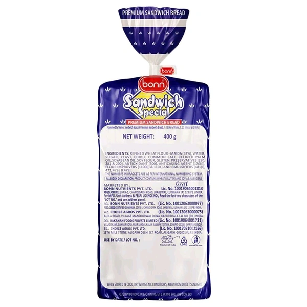Bonn. Bonn Premium Sandwich White Bread - 400 gm.