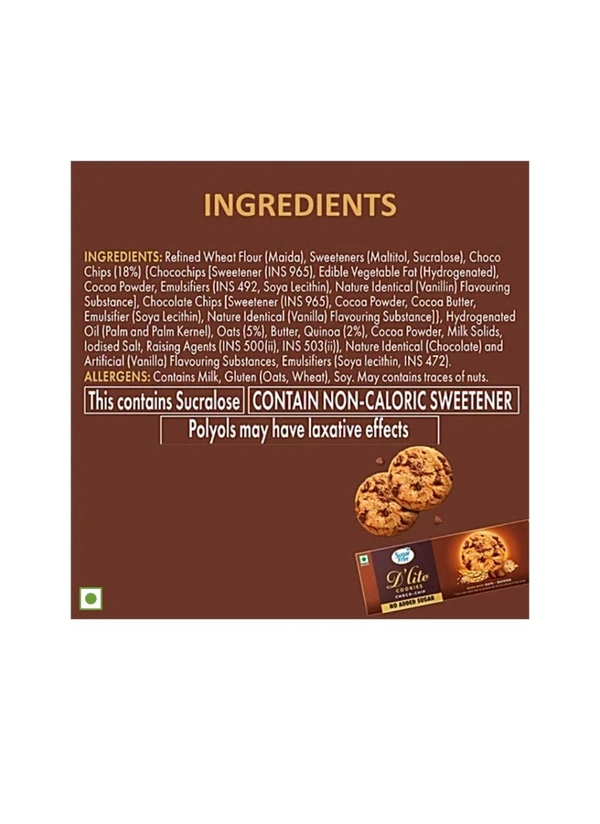 Sugar free. Sugar Free D'lite Cookies Choco-chip