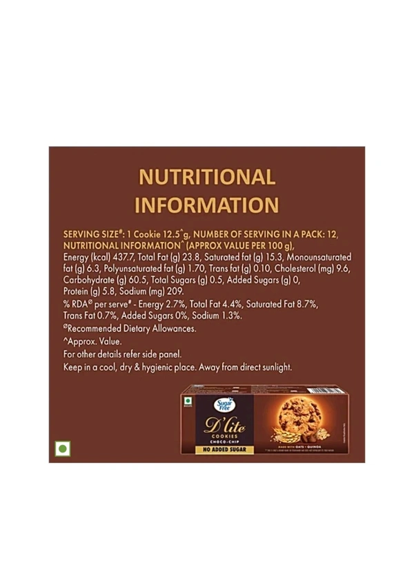Sugar free. Sugar Free D'lite Cookies Choco-chip