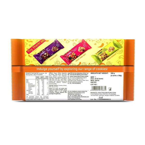 Unibic. Unibic Cashew Badam Cookies - 450 gm.
