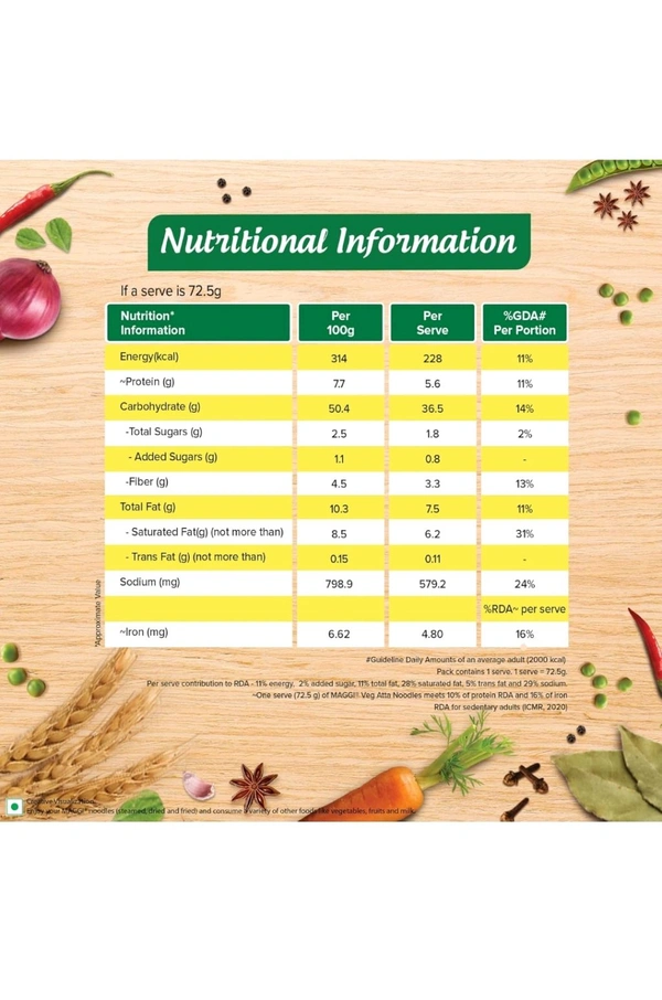 Maggi. Veg Atta Noodles (Maggi) - 72.5 gm.