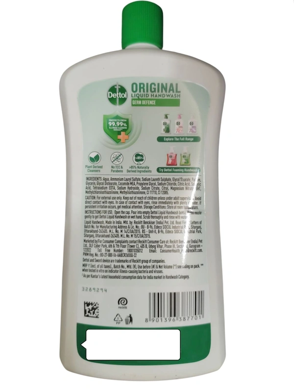 Reckitt. Dettol Liquid Handwash - 875 ml.