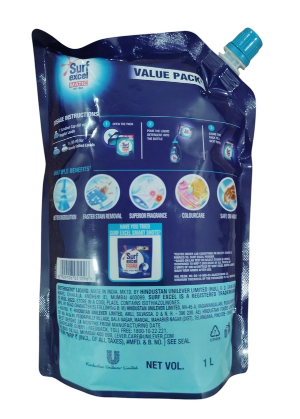 Hindustan Unilever Limited. Surf Excel Matic Top Load Liquid - 1 Ltr.