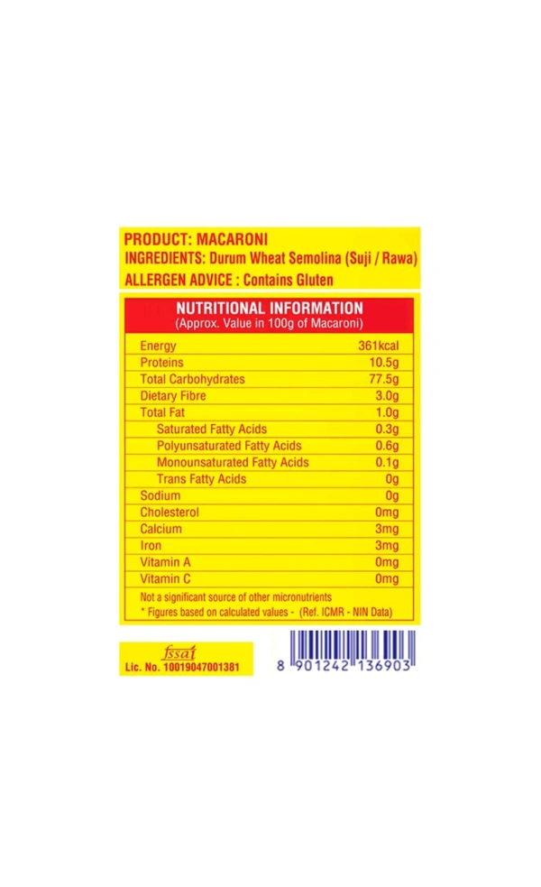 Bambino. Macaroni Pasta Pep - 80 gm.