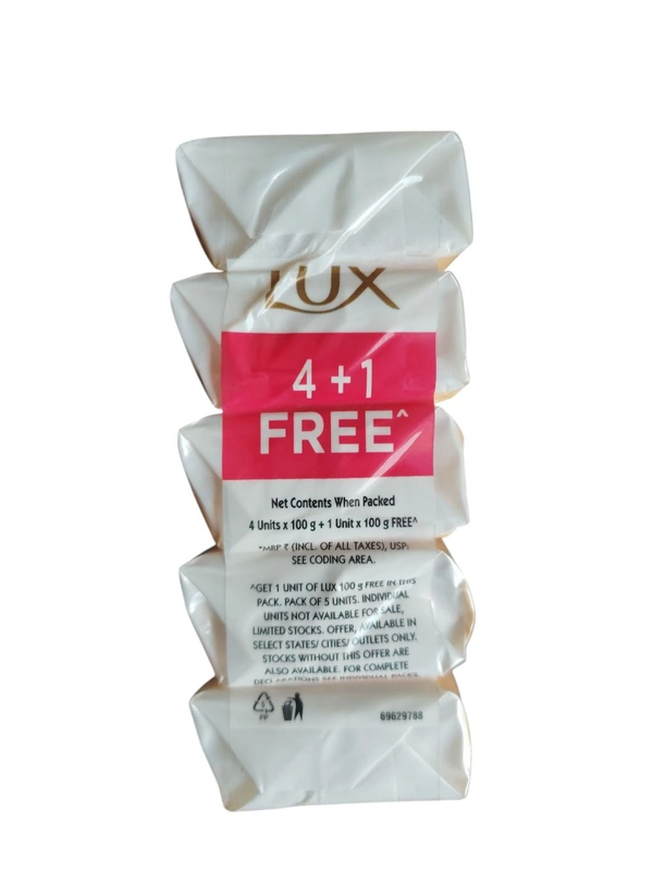 Hindustan Unilever Limited. Lux Jasmine Soap - 4 Units × 100 gm + 1 Unit × 100 gm Free.