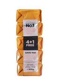 Godrej. No.1 Sandal Turmeric Soap - 4 Units × 100 gm + 1 Unit Free = 500 gm.