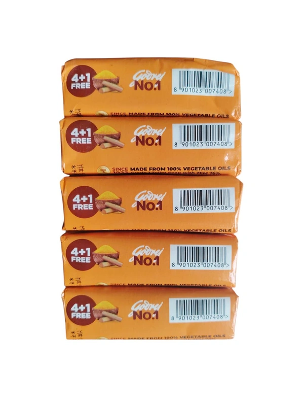 Godrej. No.1 Sandal Turmeric Soap - 4 Units × 100 gm + 1 Unit Free = 500 gm.