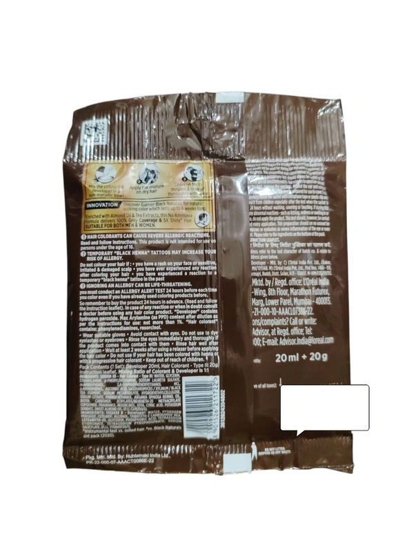 L'Oréal. Garnier Natural Brown Hair Colour - 20 ml + 20 gm.