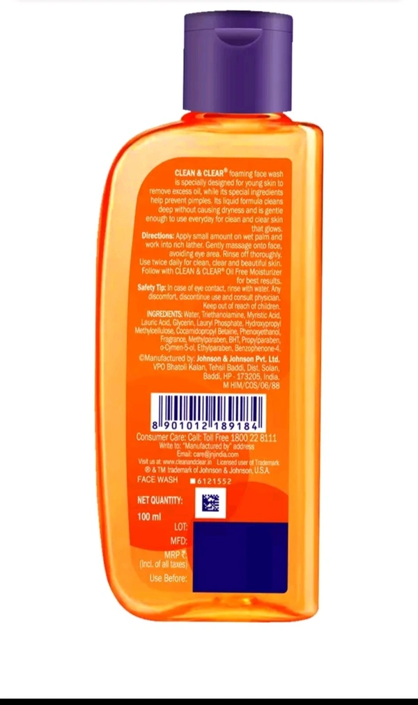 JNTL Consumer Health (India) Pvt. Ltd. Clean & Clear Foaming Face Wash - 100 ml.