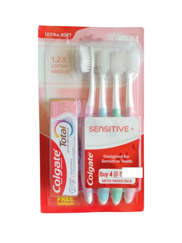 Colgate. Colgate Sensitive+ Toothbrush 4N + Toothpaste 16 gm Free.