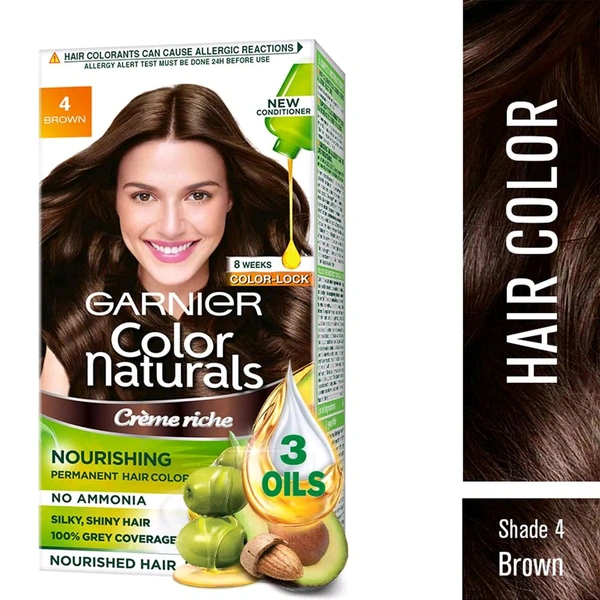 L'Oréal. Garnier Natural Brown Hair Colour No. 4 - 70 ml + 60 gm.